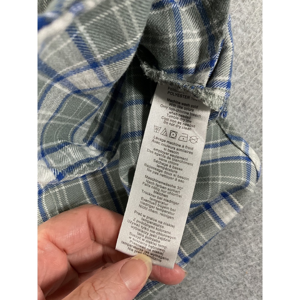 Burton Dryride Plaid Flannel Shirt Mens Large Grey Blue Snap Front LS 1179 - Picture 4 of 7